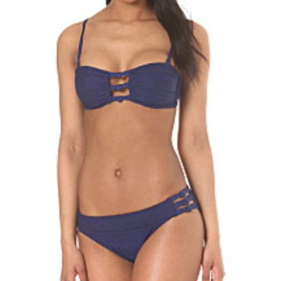 ROXY NWOT BLUE BANDEAU SWIMSUIT BIKINI MEDIUM - Picture 6 of 6